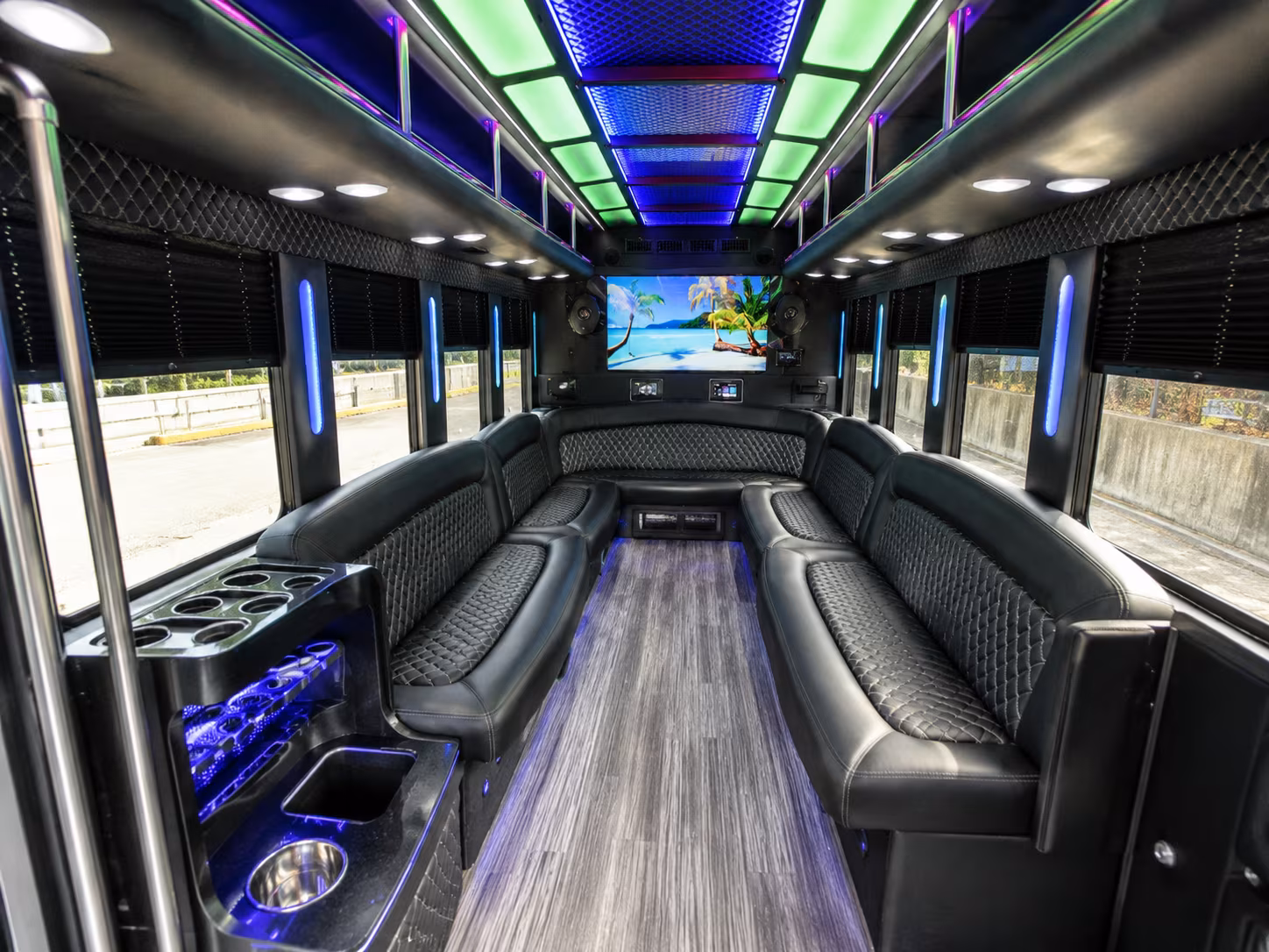 orlando 18 passenger party bus inside